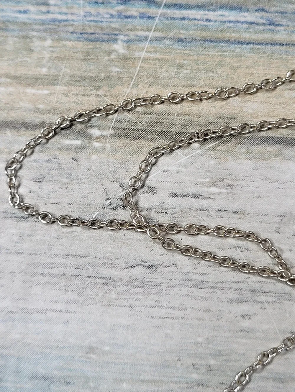 Silver Chain Necklace with Multicolor Three Glass Ring Pendants.